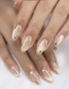 Gold foil French manicure at Lilylux Nail Spa in London, Ontario