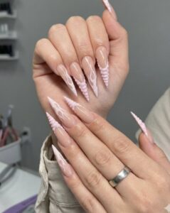 Long pink ombre acrylic nails at Lilylux Nail Spa in London, Ontario